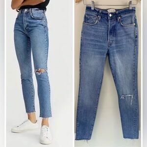 Free People We The Free Stella High Rise Button Fly Distressed Jeans Size 27